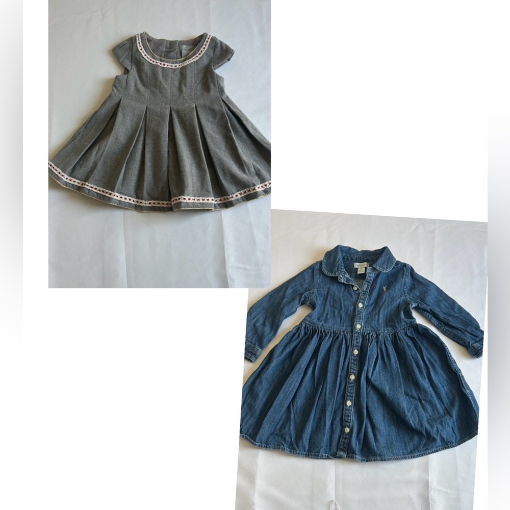 Bundle: Ralph Lauren Denim Dress & Tahari Baby Grey Dress - Size 18M